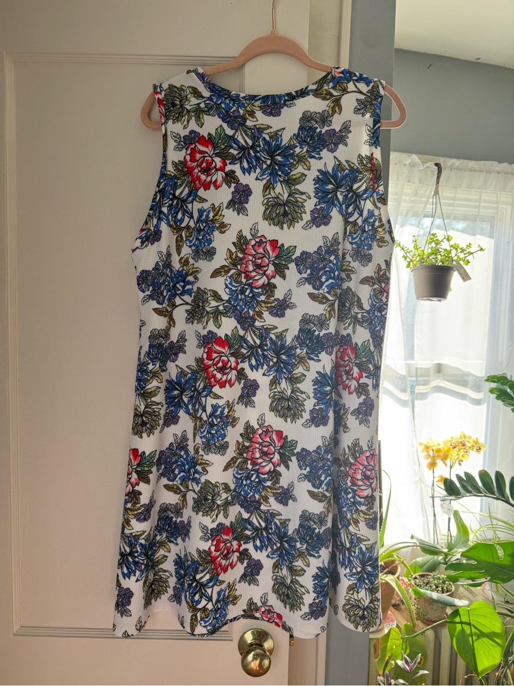 White Floral Sleeveless A-Line Dress